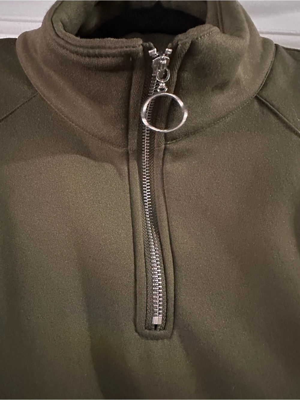 Women's Olive Half-Zip Funnel Neck Pullover